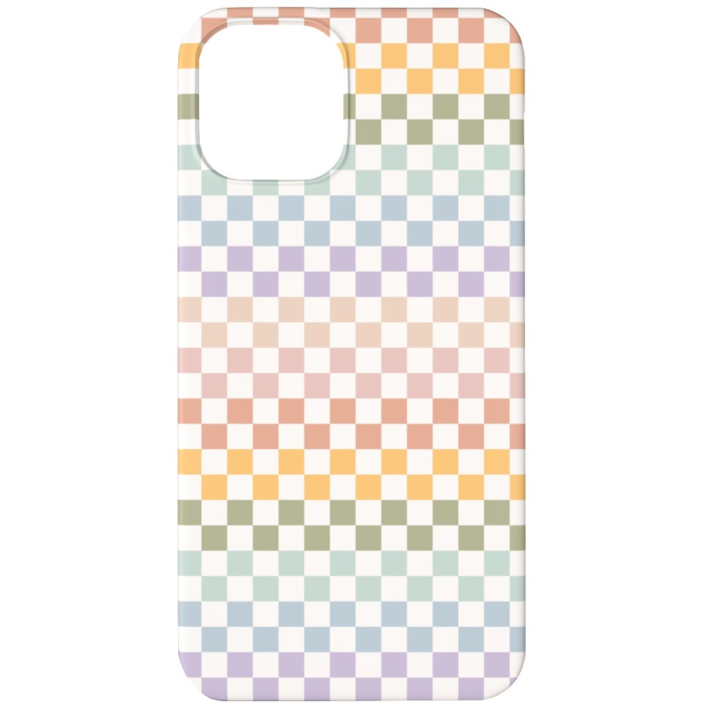 Boho Rainbow Checks Plaid - Multi Phone Case, Slim Case, Matte, iPhone 12, Multicolor