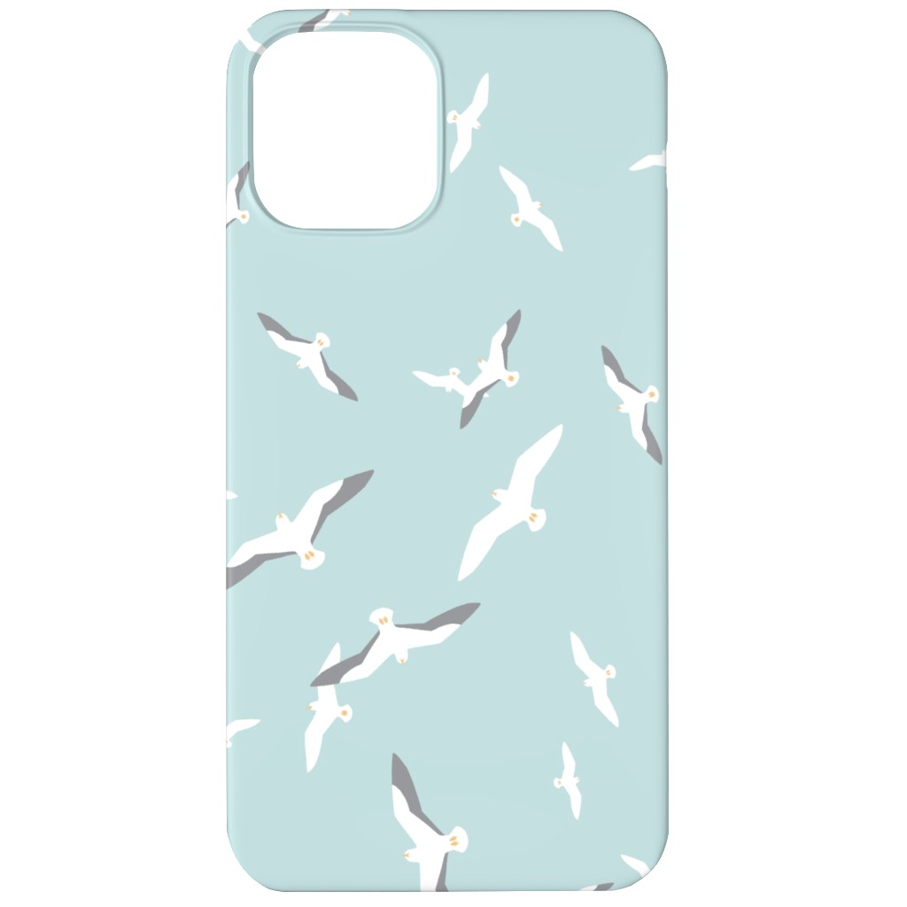 Flying Seagulls - Blue Phone Case, Slim Case, Matte, iPhone 12, Blue, True Blue