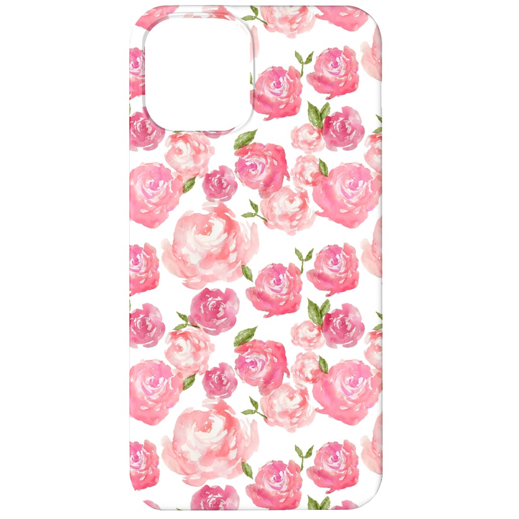 Watercolor Floral - Pink Phone Case, Slim Case, Matte, iPhone 12, Pink