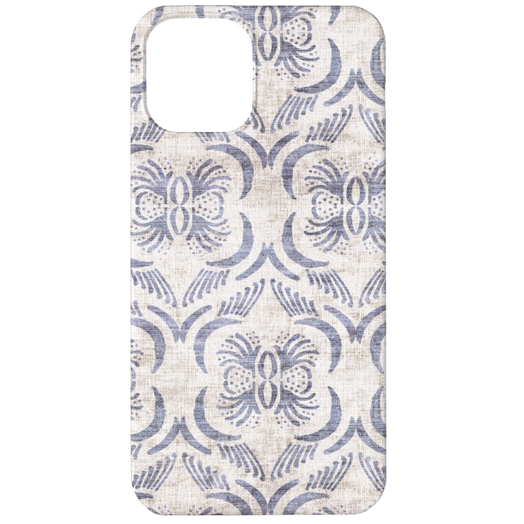 French Linen Geo Floral Phone Case, Slim Case, Matte, iPhone 12, Gray