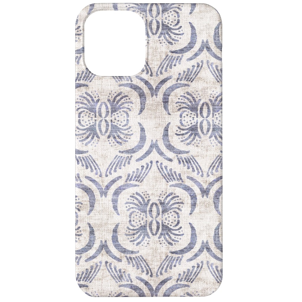 French Linen Geo Floral Phone Case, Slim Case, Matte, iPhone 12, Gray, Gray