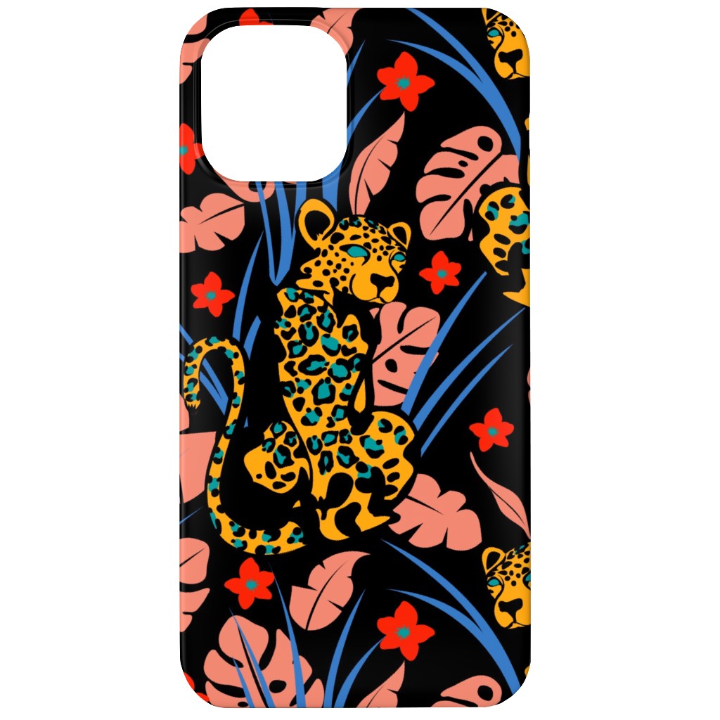 Leopard - Multi on Black Phone Case, Slim Case, Matte, iPhone 12, Multicolor