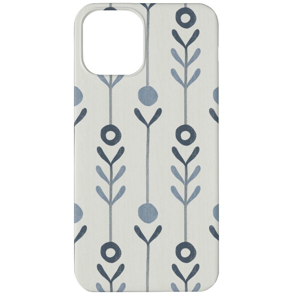 Farmhouse Flowers - Line Art Phone Case, Slim Case, Matte, iPhone 12, Blue, True Blue