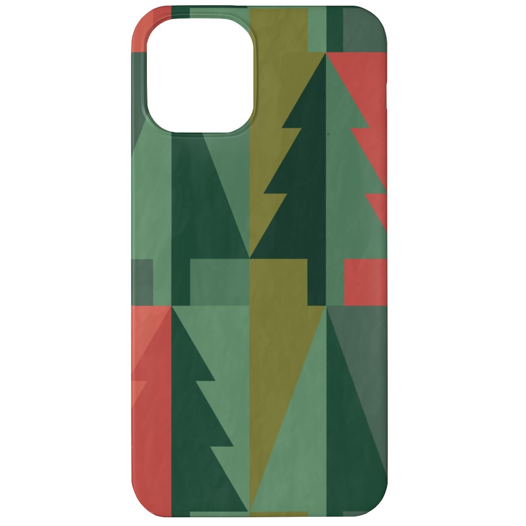 Geometric Forest - Red and Green Phone Case, Slim Case, Matte, iPhone 12, Green, Classic Green