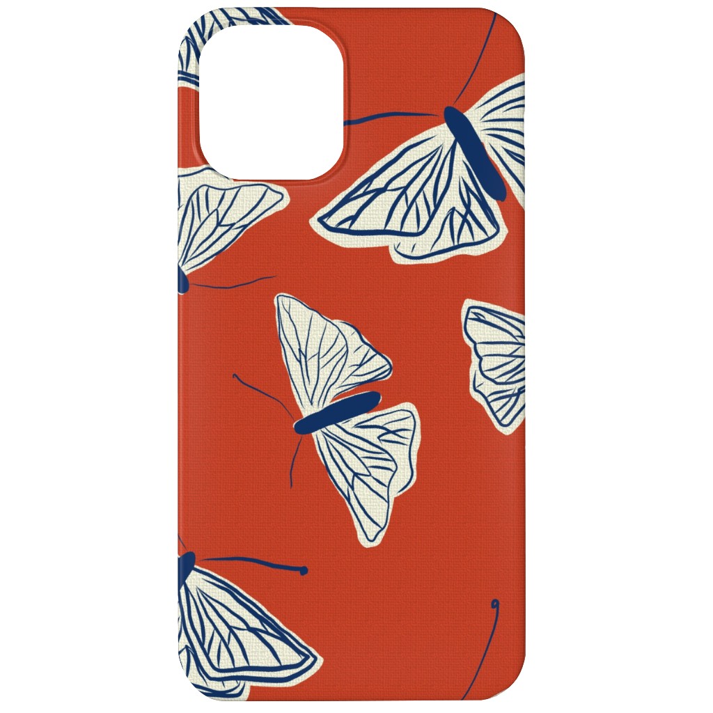 Moths - Rust Phone Case, Slim Case, Matte, iPhone 12, Red, Red