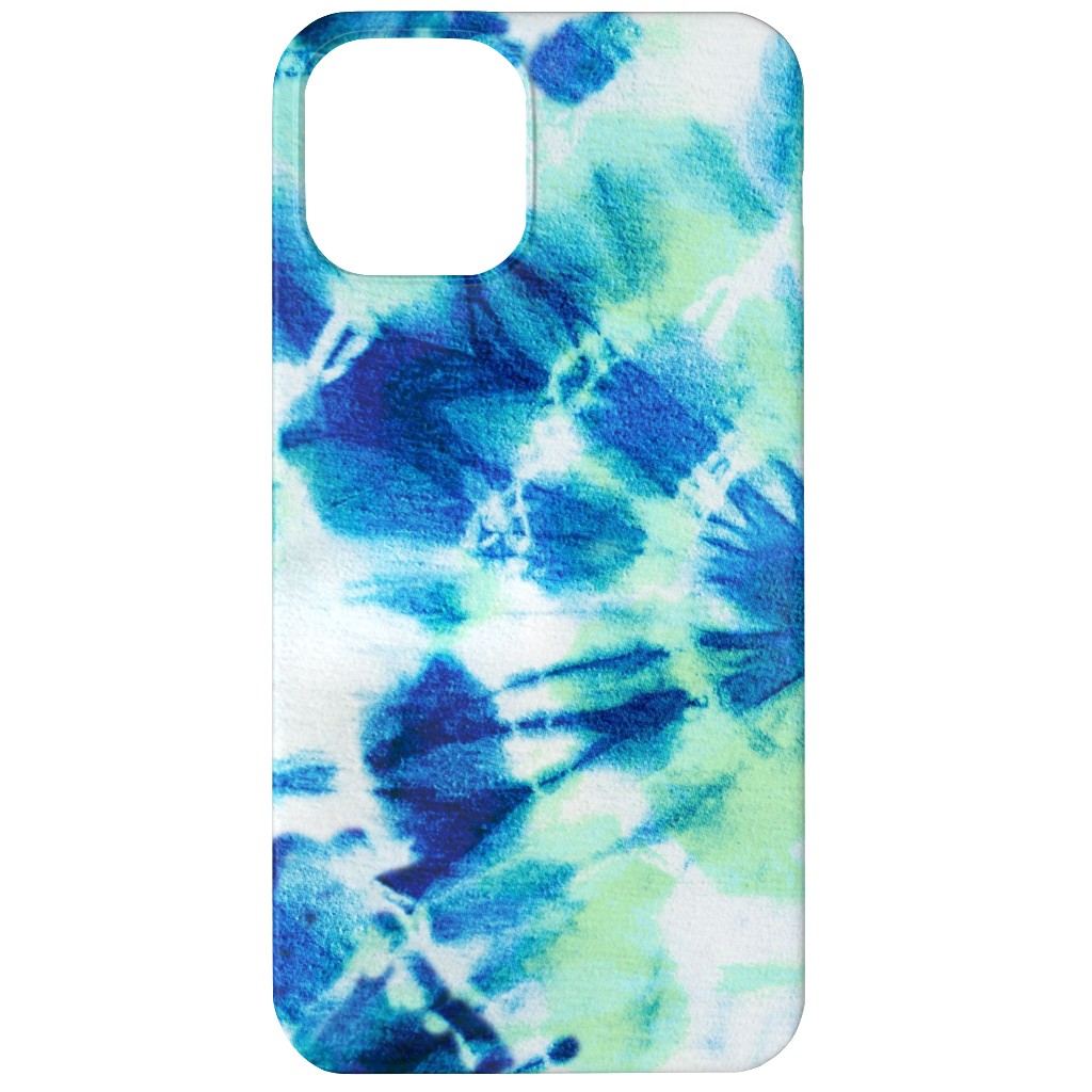 Tie Dye Ink Splat Indigo and Green Phone Case, Slim Case, Matte, iPhone 12, Blue, True Blue