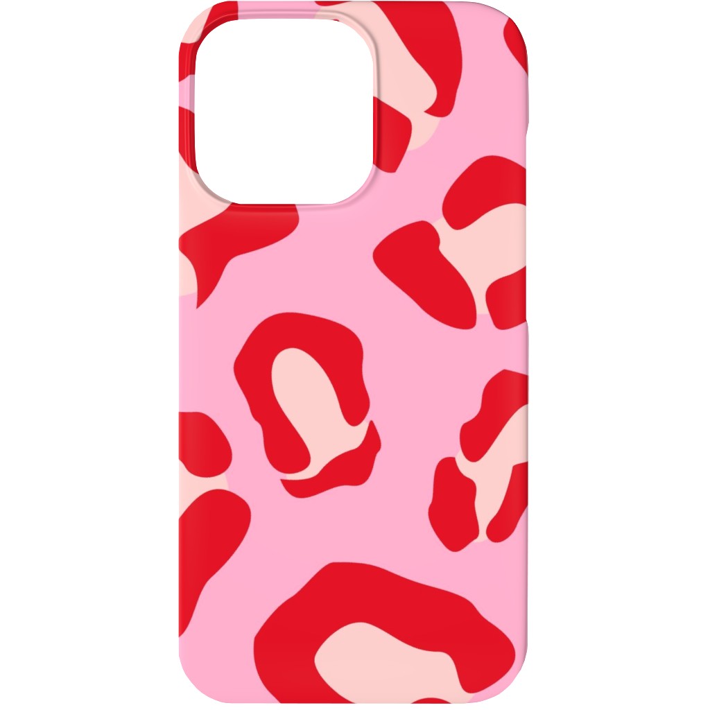 Leopard - Pink and Red Phone Case, Silicone Liner Case, Matte, iPhone 13 Mini, Pink