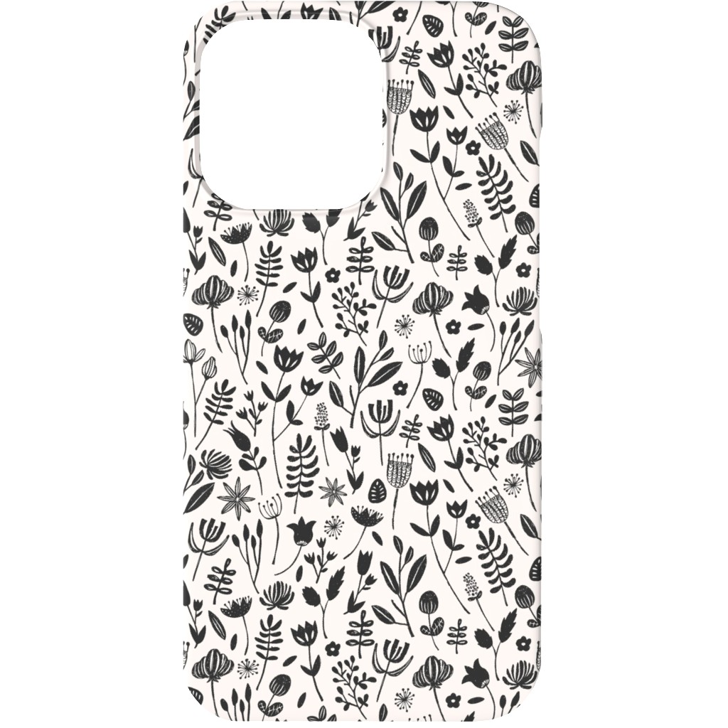 Folk Botanical Print - Neutral Phone Case, Silicone Liner Case, Matte, iPhone 13 Mini, Beige