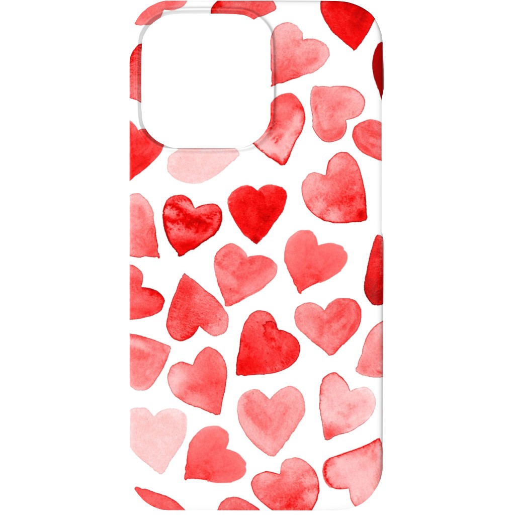 Red Hearts Watercolor - Red Phone Case, Silicone Liner Case, Matte, iPhone 13 Mini, Red