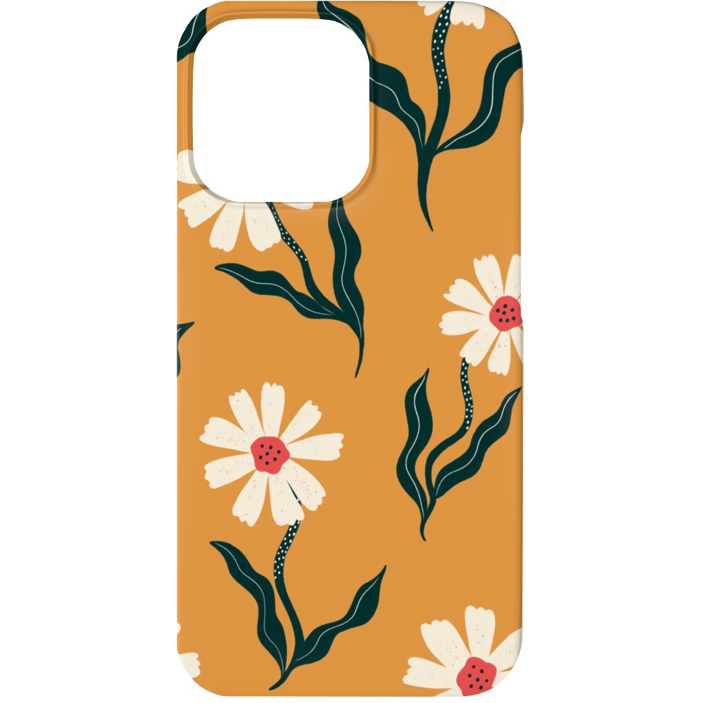 Flower Power - Orange Phone Case, Slim Case, Matte, iPhone 13 Mini, Yellow