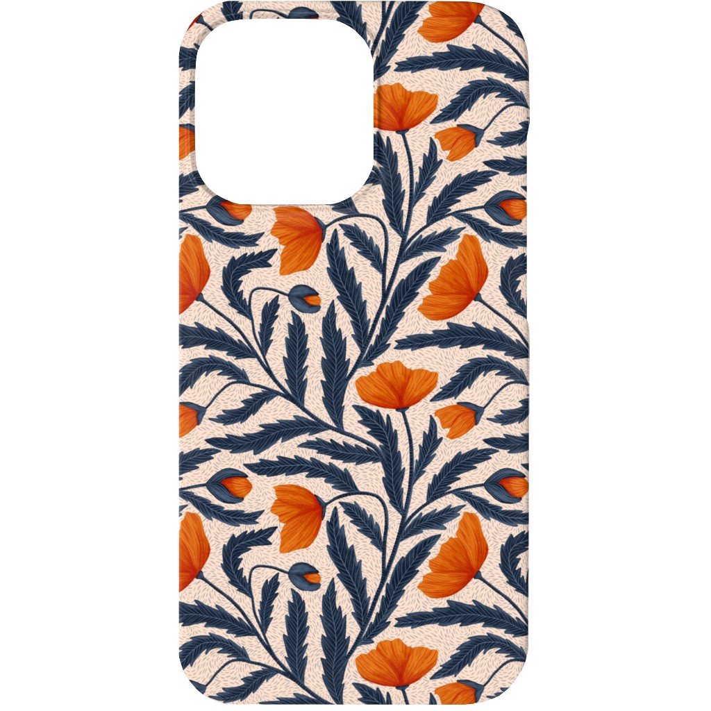Poppy Flower - Blue and Orange Phone Case, Slim Case, Matte, iPhone 13 Mini, Blue