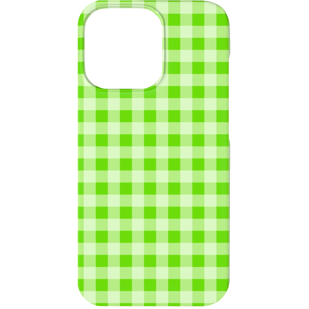 Gingham Checker - Green Phone Case, Slim Case, Matte, iPhone 13 Mini, Green