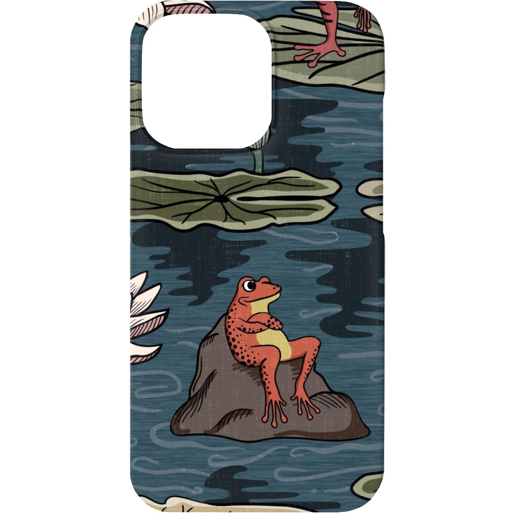 Quirky Frogs Dancing in the Moonlight on Lily Pads Phone Case, Slim Case, Matte, iPhone 13 Mini, Blue