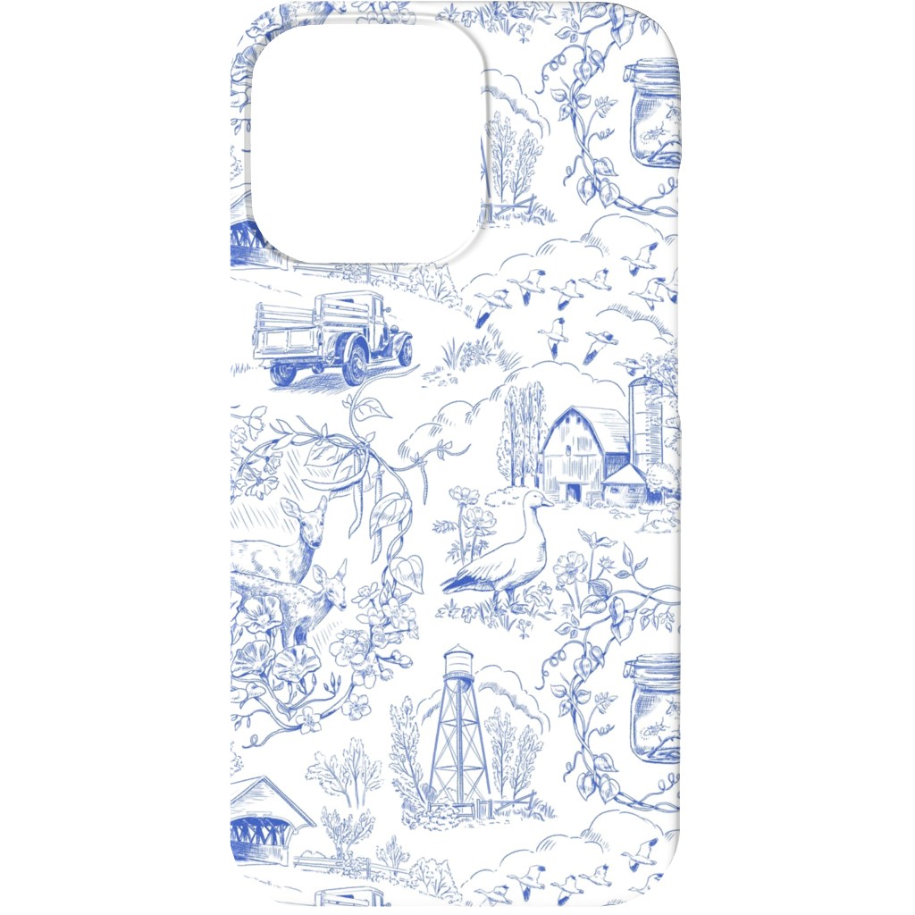 Country Living Toile - Blue Phone Case, Slim Case, Matte, iPhone 13 Mini, Blue