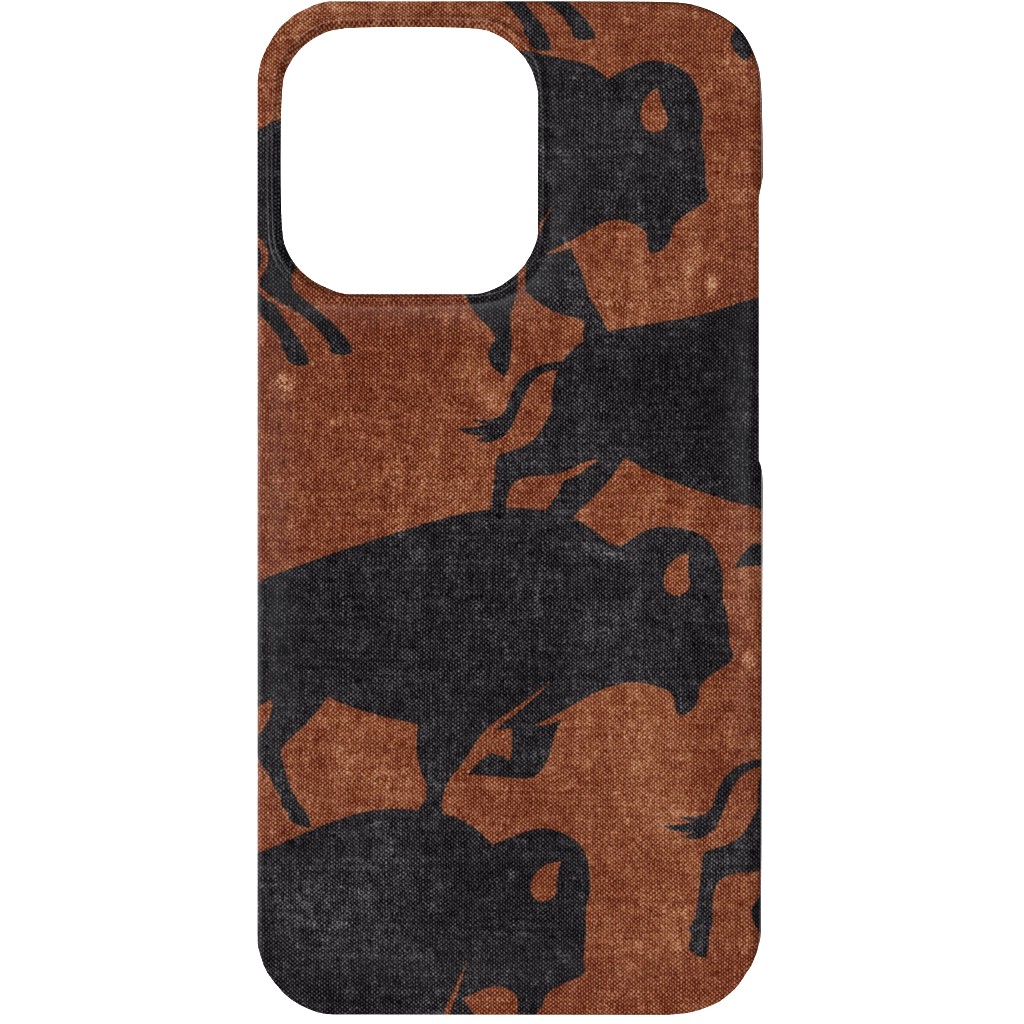 Bison Stampede - Inkwell on Brandywine Phone Case, Slim Case, Matte, iPhone 13 Mini, Brown