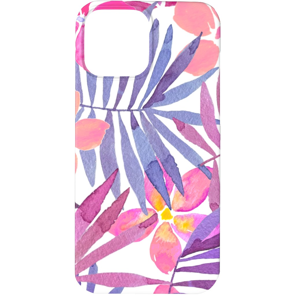 Watercolor Tropical Vibes Phone Case, Silicone Liner Case, Matte, iPhone 13 Pro Max, Pink, Bright Dahlia