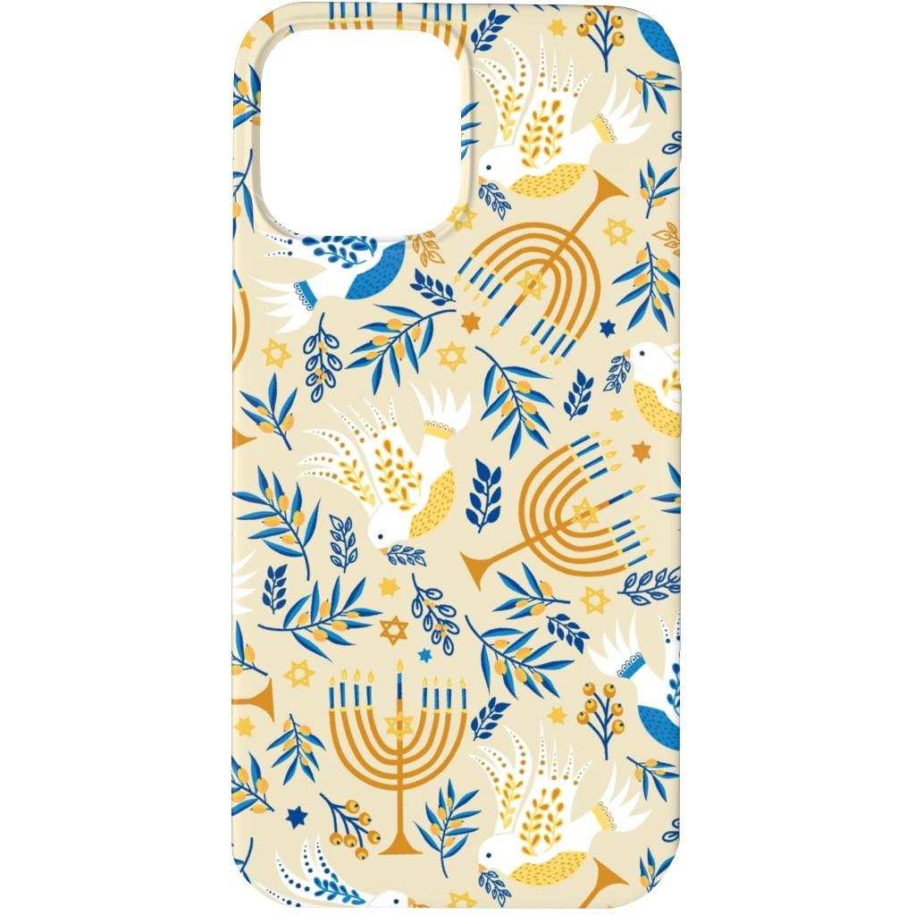 Hanukkah Birds Menorahs - Yellow Phone Case, Silicone Liner Case, Matte, iPhone 13 Pro Max, Yellow