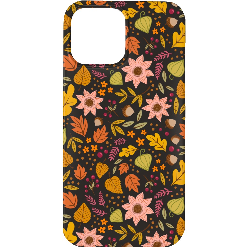 Autumn Floral - Dark Phone Case, Silicone Liner Case, Matte, iPhone 13 Pro Max, Multicolor