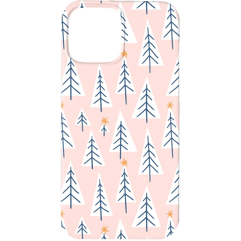 Christmas Forest on Pink Phone Case, Silicone Liner Case, Matte, iPhone 13 Pro Max, Pink