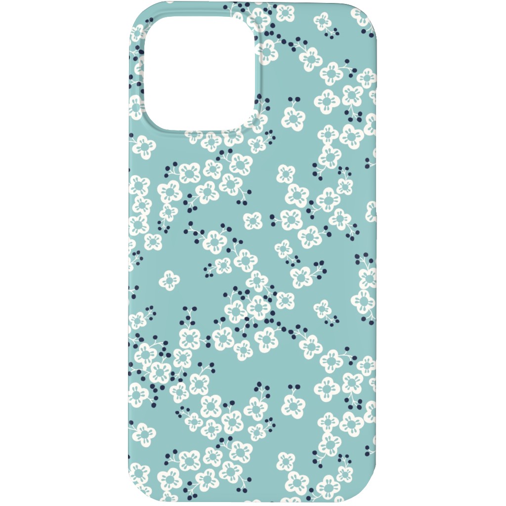 Japanese Blossom - Blue Phone Case, Silicone Liner Case, Matte, iPhone 13 Pro Max, Blue, True Blue