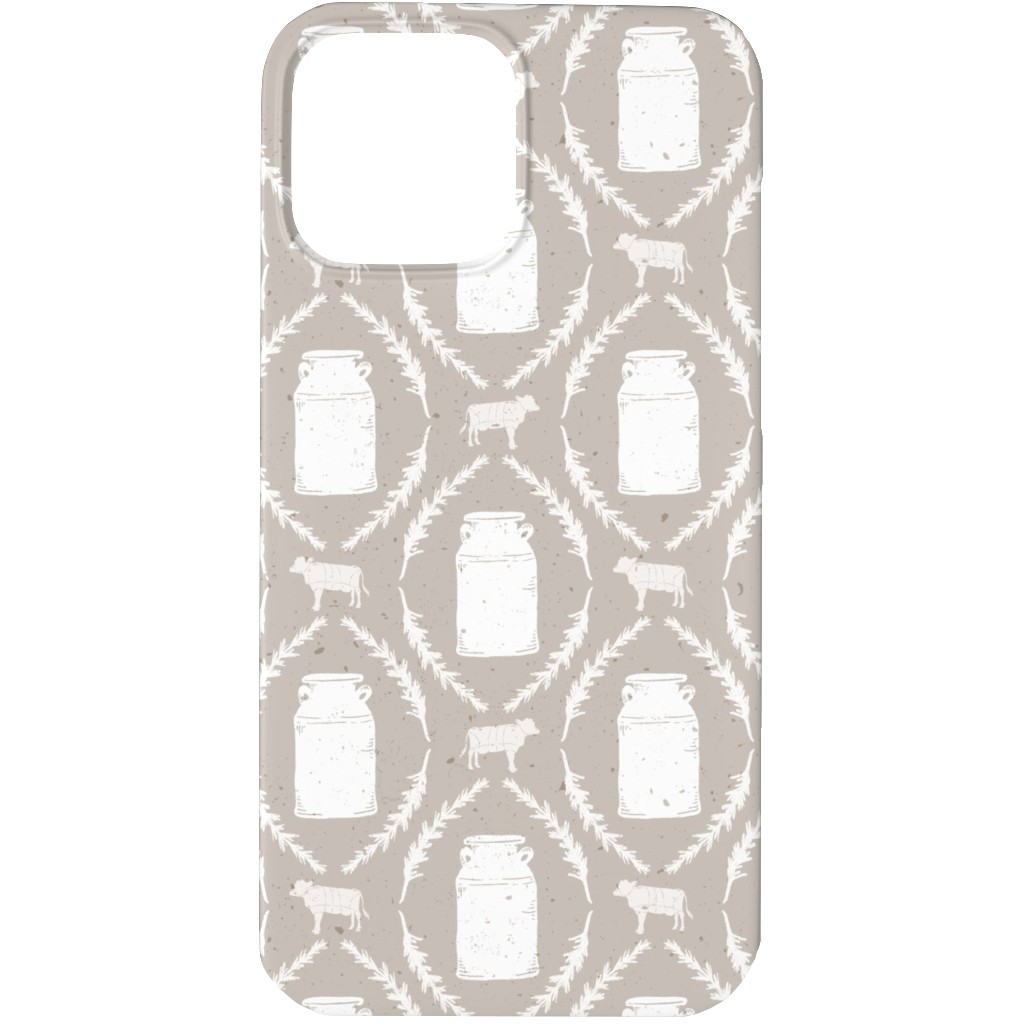 Cow and Farm Fresh Milk Jug Stripe - Brown Phone Case, Silicone Liner Case, Matte, iPhone 13 Pro Max, Beige
