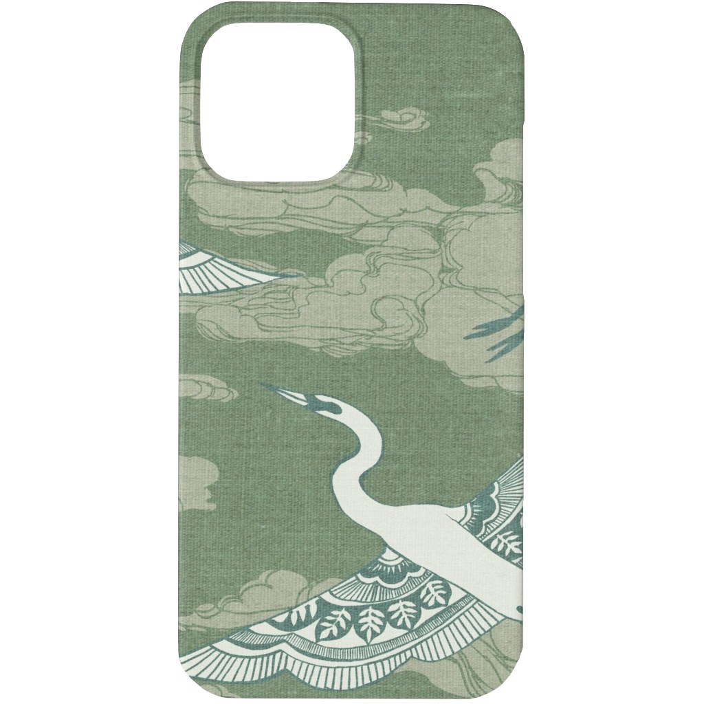 Egrets - Green Phone Case, Silicone Liner Case, Matte, iPhone 13 Pro Max, Green