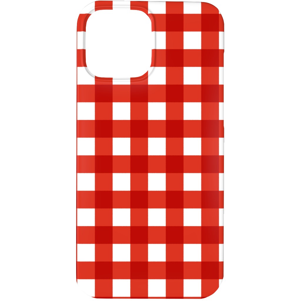Gingham Plaid Check Phone Case, Silicone Liner Case, Matte, iPhone 13 Pro Max, Red, Red