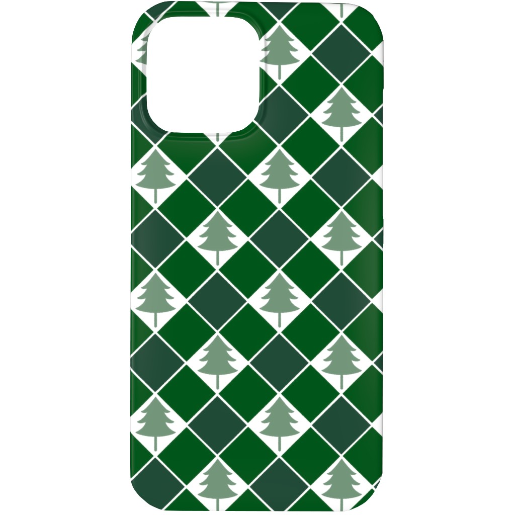 christmas tree checkers green phone case