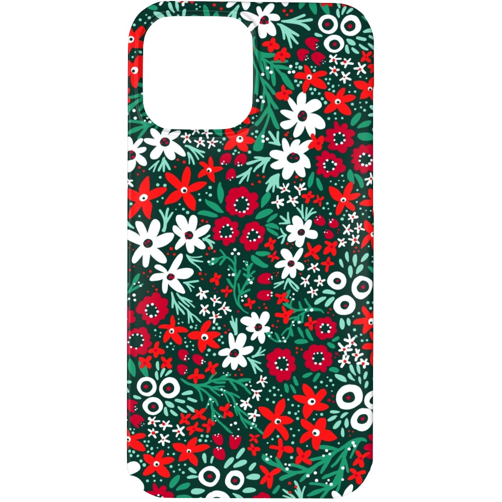 rustic floral holiday red and green phone case