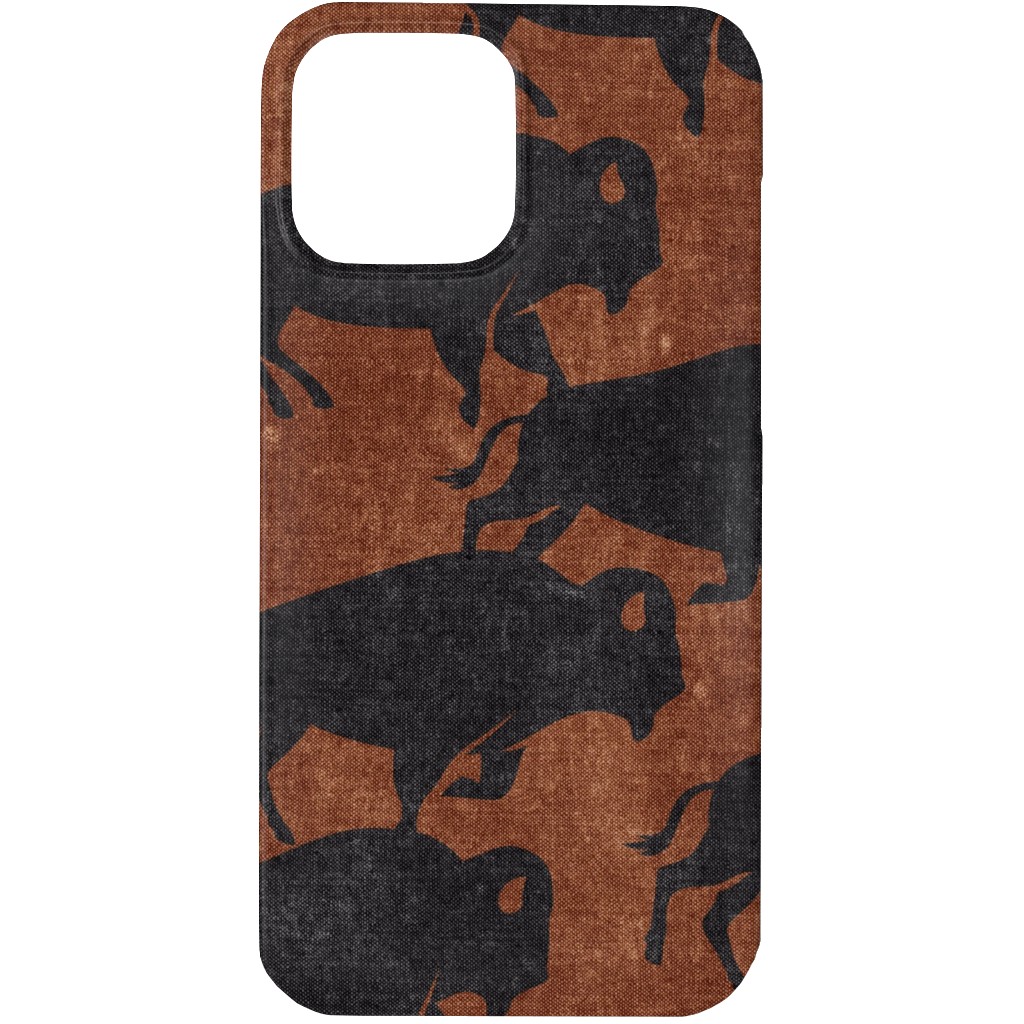 Bison Stampede - Inkwell on Brandywine Phone Case, Slim Case, Matte, iPhone 13 Pro Max, Brown, Brown