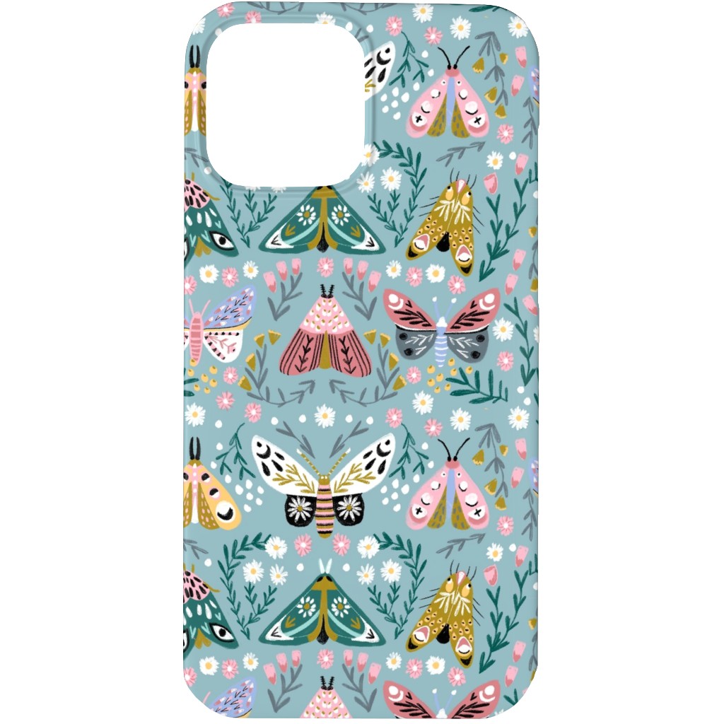 Spring Floral and Butterflies - Blue Phone Case, Slim Case, Matte, iPhone 13 Pro Max, Multicolor