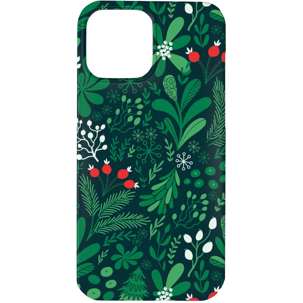 merry christmas botanical green phone case