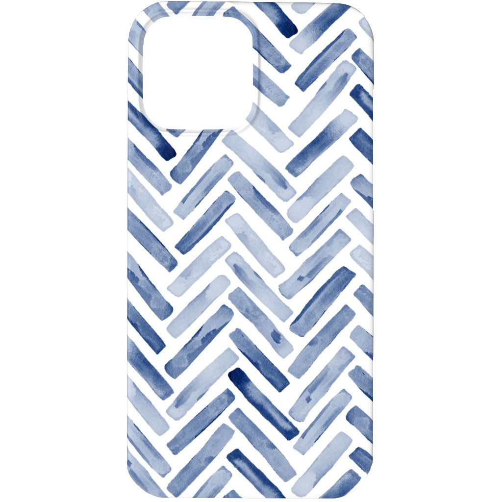 Painted Chevron Herringbone Phone Case, Silicone Liner Case, Matte, iPhone 13 Pro, Blue