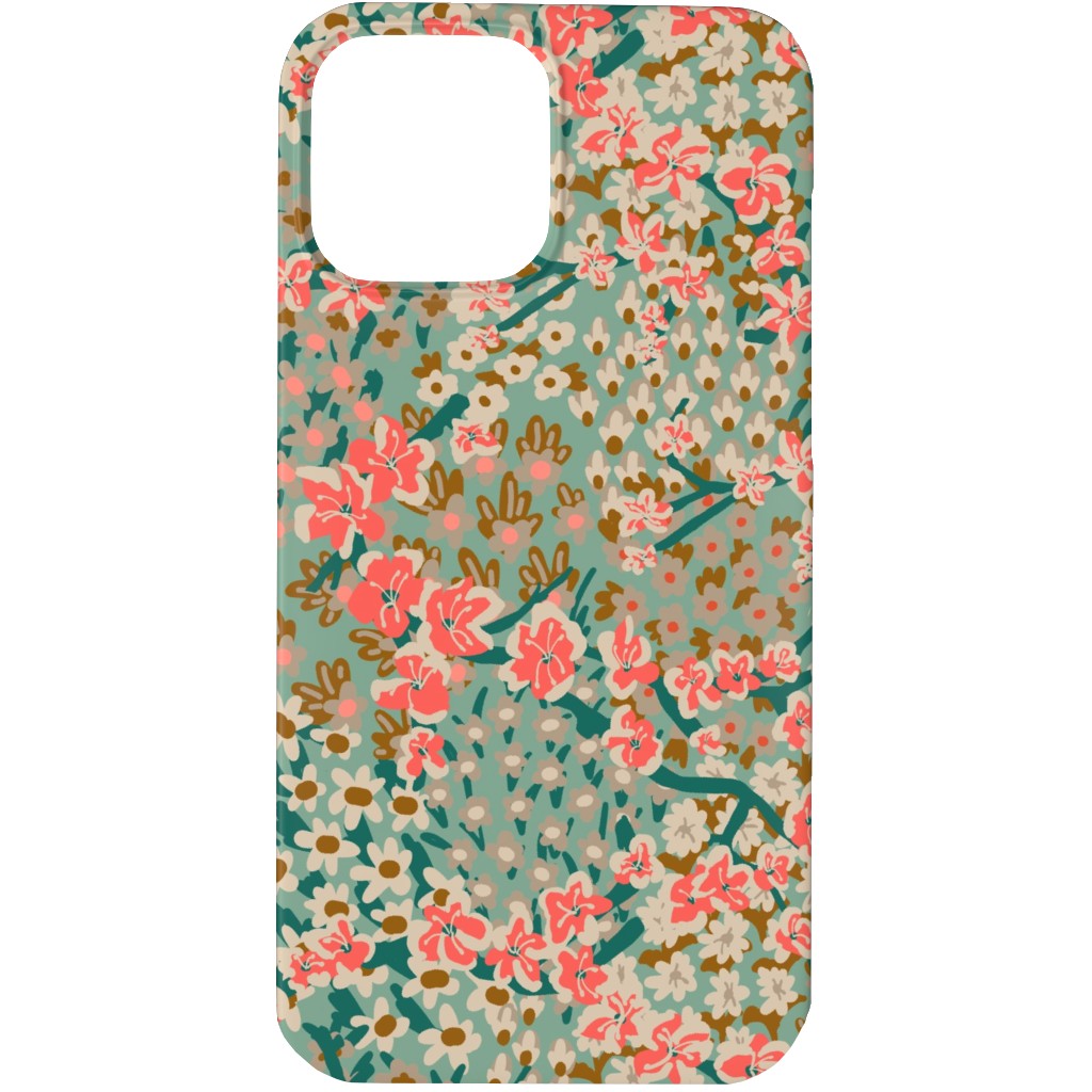 Bengal Kuma Floral - Multi Phone Case, Silicone Liner Case, Matte, iPhone 13 Pro, Green