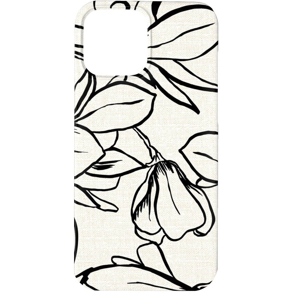Magnolia Garden - Textured - White & Black Phone Case, Silicone Liner Case, Matte, iPhone 13 Pro, Beige