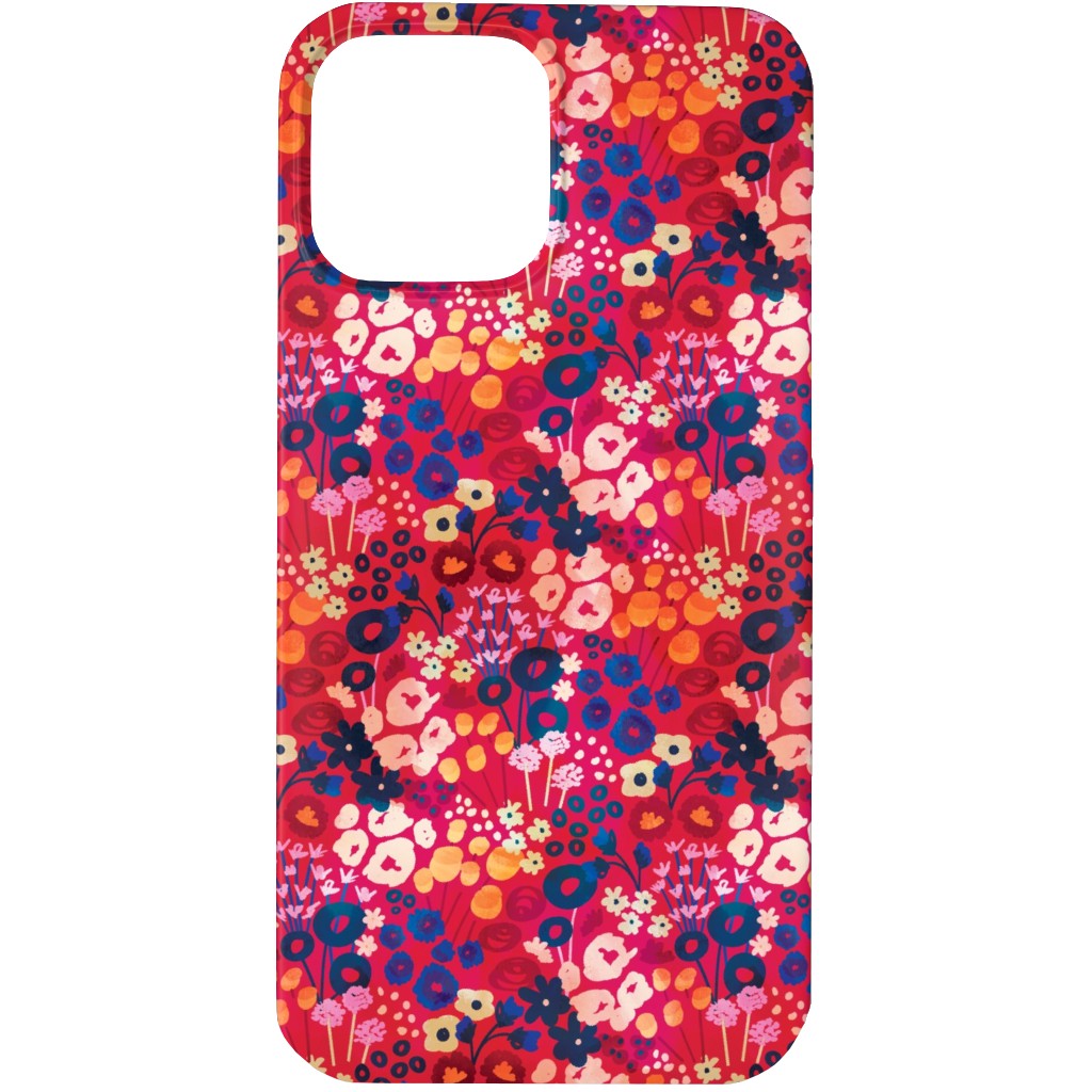 Modern Retro Floral - Multi Phone Case, Silicone Liner Case, Matte, iPhone 13 Pro, Multicolor