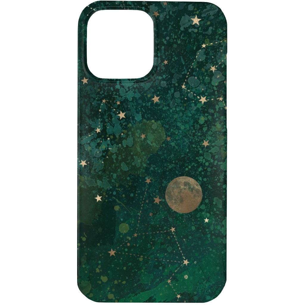Moon and Stars - Green Phone Case, Silicone Liner Case, Matte, iPhone 13 Pro, Green, Classic Green