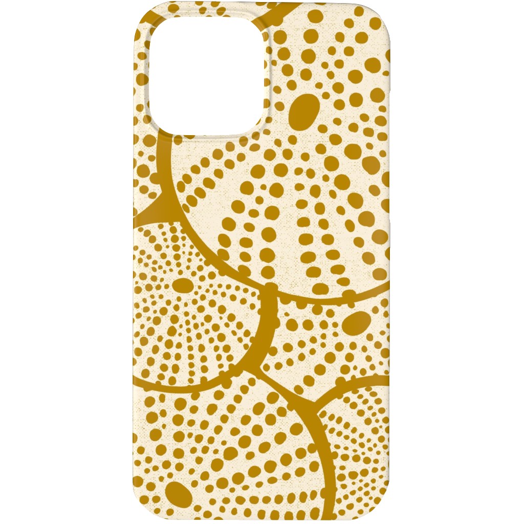 Bed of Nautical Sea Urchins - Ivory on Golden Yellow Phone Case, Silicone Liner Case, Matte, iPhone 13 Pro, Yellow