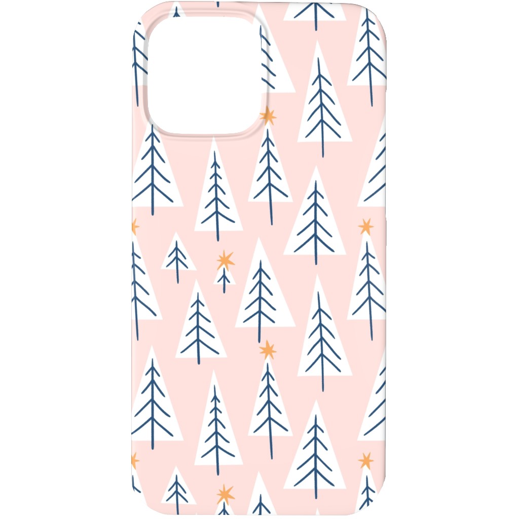 Christmas Forest on Pink Phone Case, Silicone Liner Case, Matte, iPhone 13 Pro, Pink