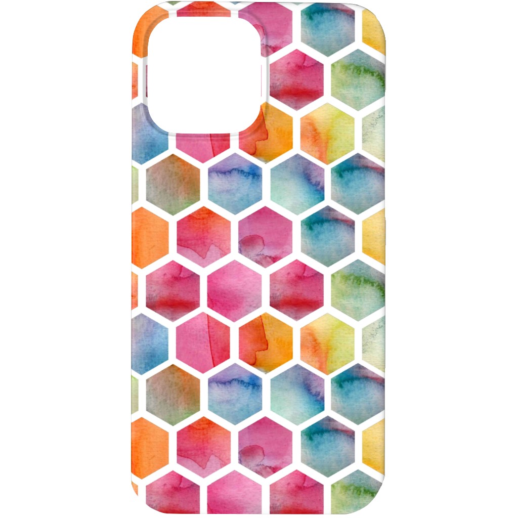 Watercolour Hexagons - Multi Phone Case, Silicone Liner Case, Matte, iPhone 13 Pro, Multicolor