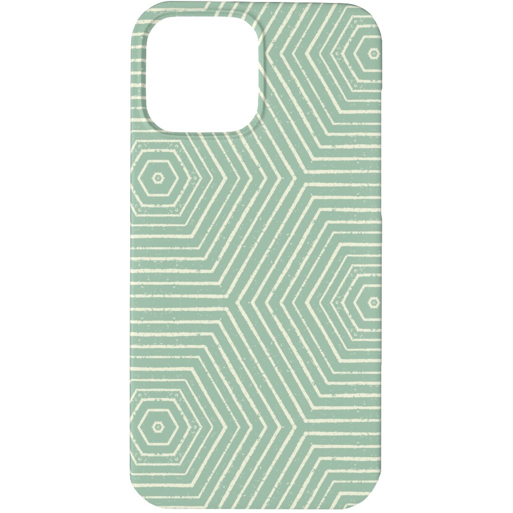 Concentric Hexagons Phone Case, Silicone Liner Case, Matte, iPhone 13 Pro, Green