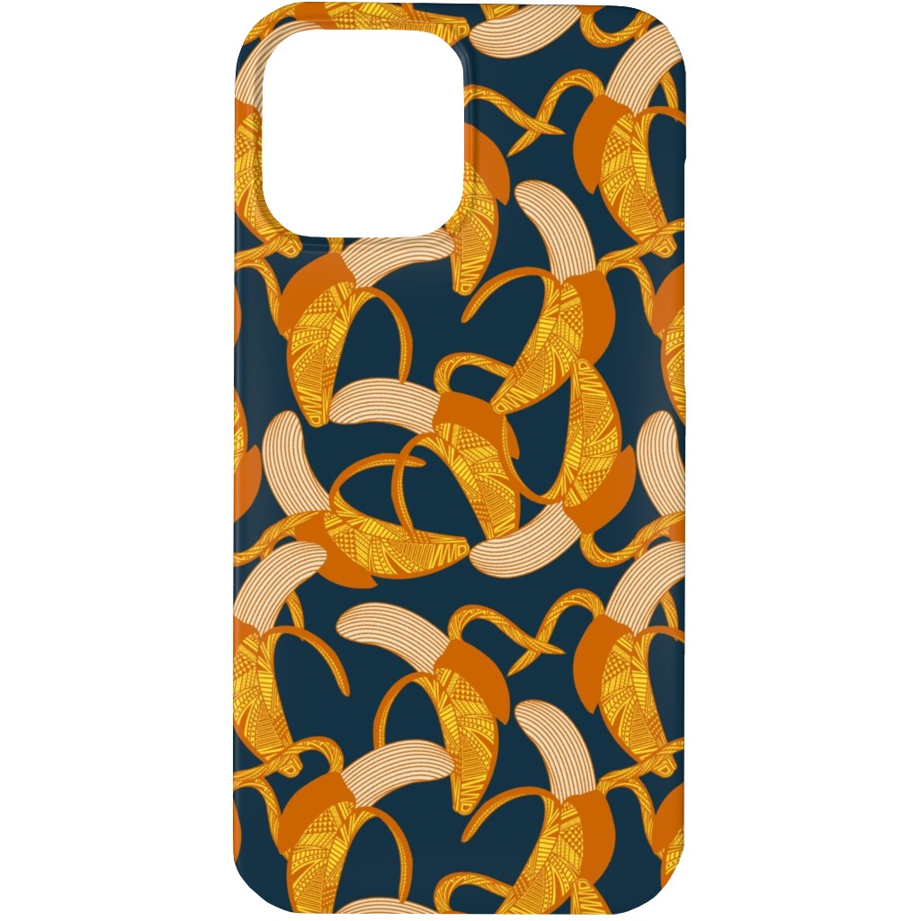 Peeled Banana - Yellow on Navy Phone Case, Silicone Liner Case, Matte, iPhone 13 Pro, Yellow, Classic Yellow