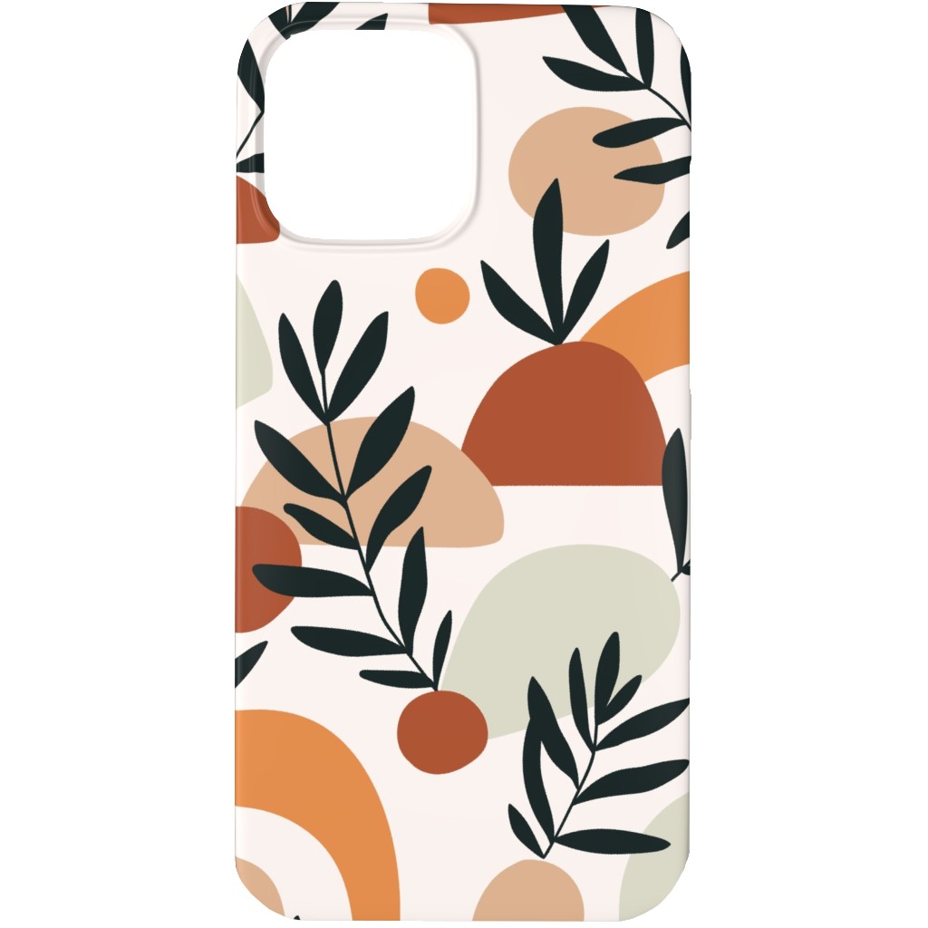 Tropical Leaves and Geometry - Multi Phone Case, Silicone Liner Case, Matte, iPhone 13 Pro, Multicolor
