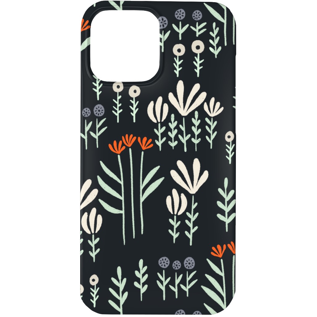 Delicate Floral - Orange and White Phone Case, Slim Case, Matte, iPhone 13 Pro, Black