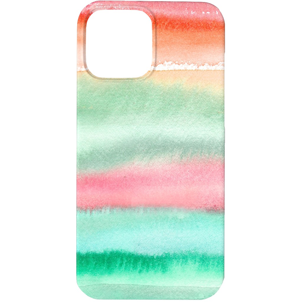 Ombre Watercolor Sunset - Green & Pink Phone Case, Slim Case, Matte, iPhone 13 Pro, Multicolor