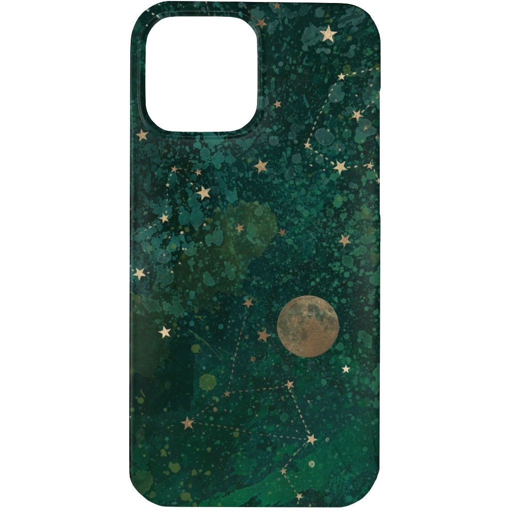 Moon and Stars - Green Phone Case, Slim Case, Matte, iPhone 13 Pro, Green