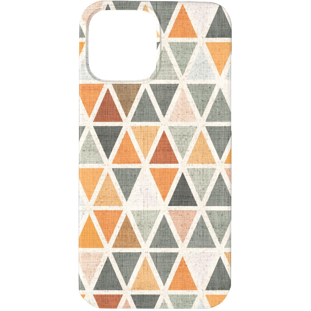 Triangles - Grey and Orange Phone Case, Slim Case, Matte, iPhone 13 Pro, Multicolor