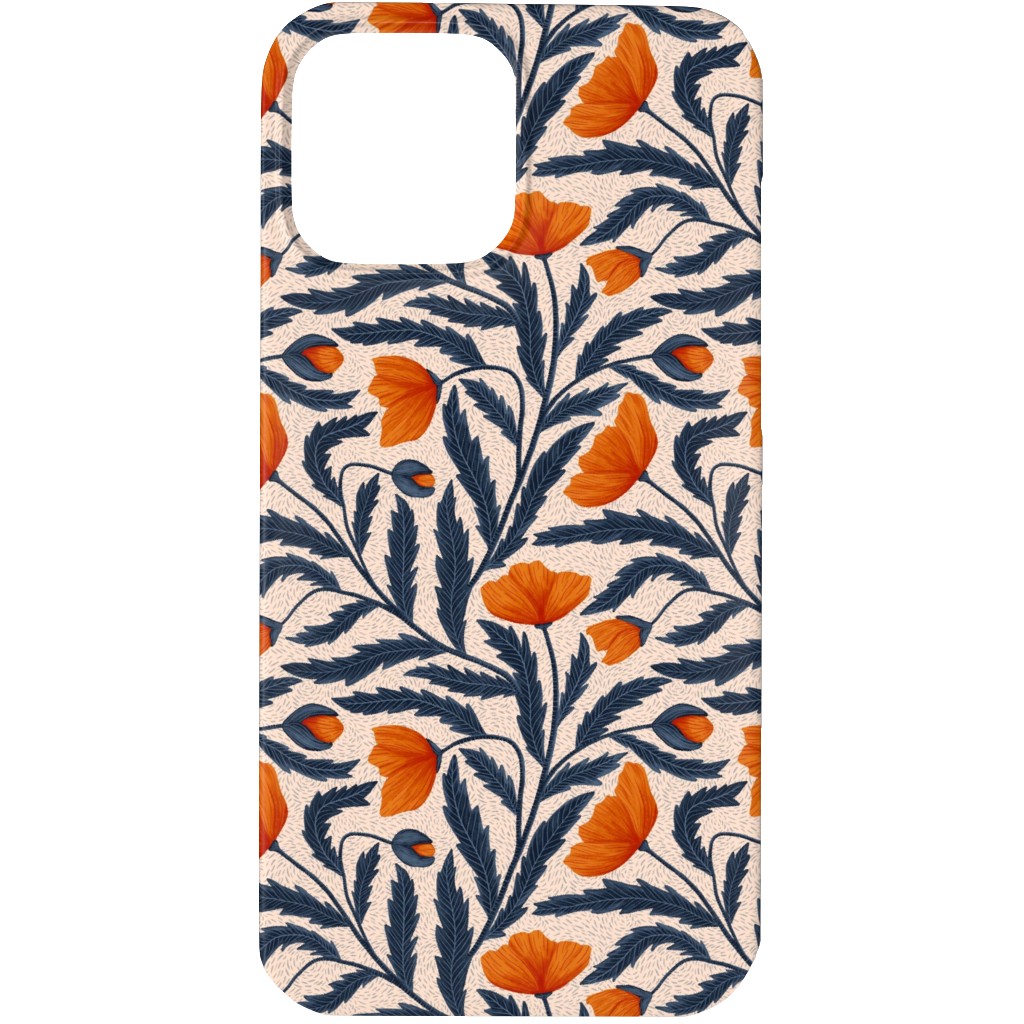 Poppy Flower - Blue and Orange Phone Case, Slim Case, Matte, iPhone 13 Pro, Blue