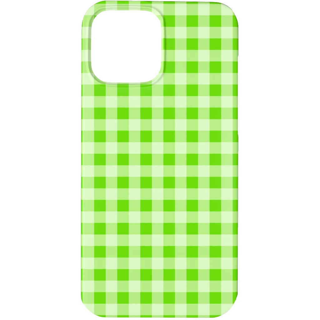 Gingham Checker - Green Phone Case, Slim Case, Matte, iPhone 13 Pro, Green