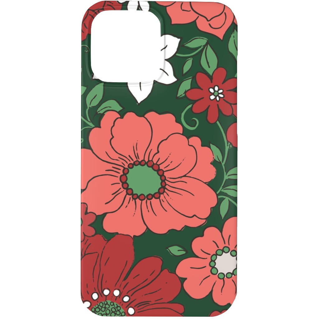 Camilla Retro Floral Christmas - Red and Green Phone Case, Slim Case, Matte, iPhone 13 Pro, Multicolor